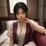 中老年女性在社区广场跟着糖豆广场舞App练习交谊舞，双人配合默契